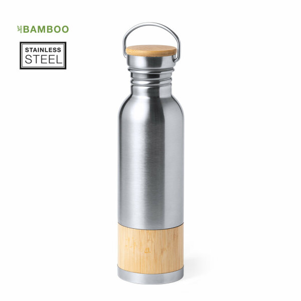 Gaucix retrostijl fles roestvrij staal bamboe 800 ml